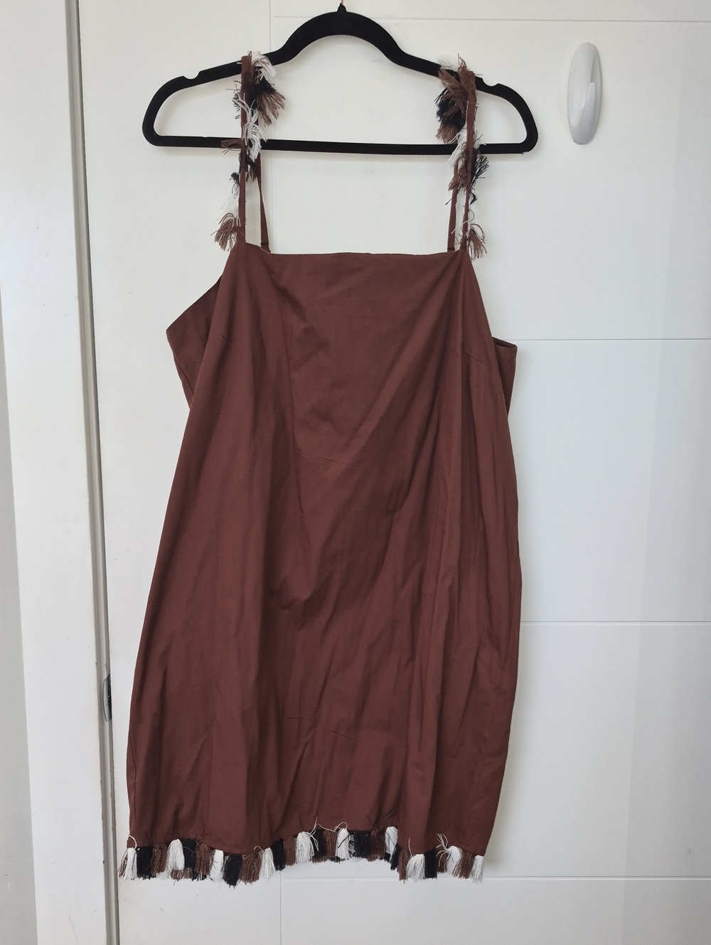 Anthropologie Brown Midi Dress with Tassel Straps